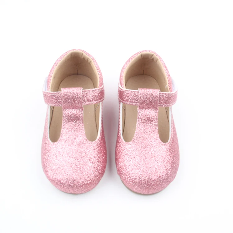 BEIBEINOYA Glitter Cotton T Bar Hook And Loop Sizes 5 To 9 Children School Shoe Kids Party Shoes For Girls