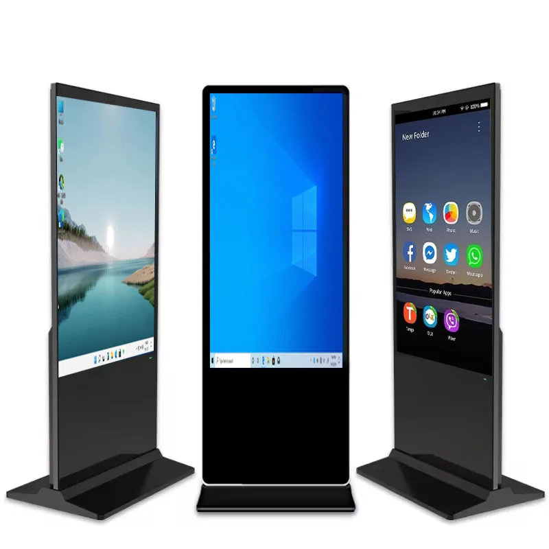 Full screen advertising machine indoor floor standing LCD full screen touch vertical advertising booth 4k display sign