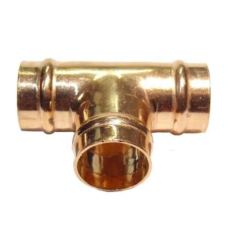 Factory Manufactured  Solder Ring Equal Tees Pipe Fittings For Hot/Cold Water And Central Heating Systems Brass/Copper