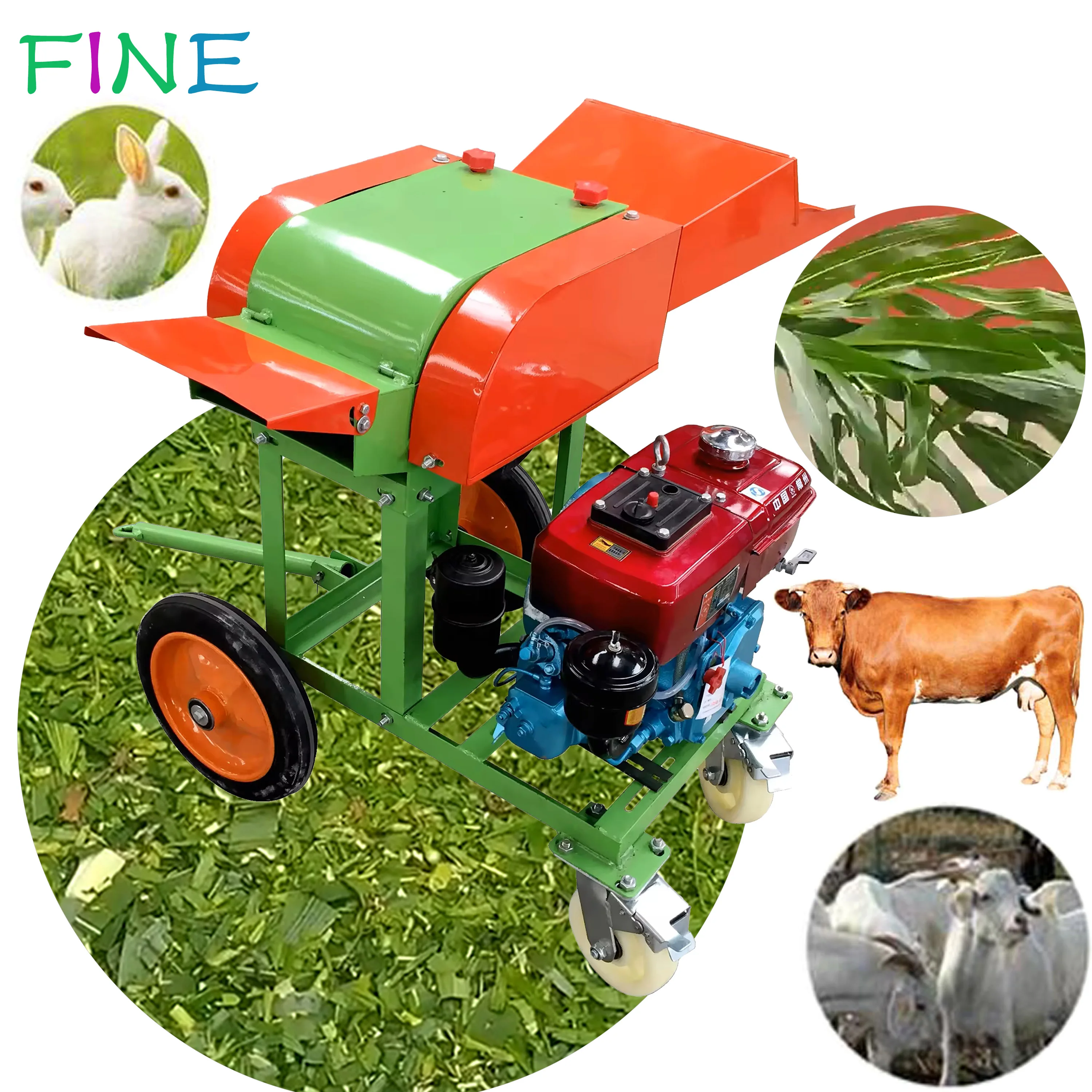 Factory Direct Sale Mini Chaff Cutter Machine with diesel Grass Chopper Machine Capacity 0.6-1Ton/H Grass Chopper