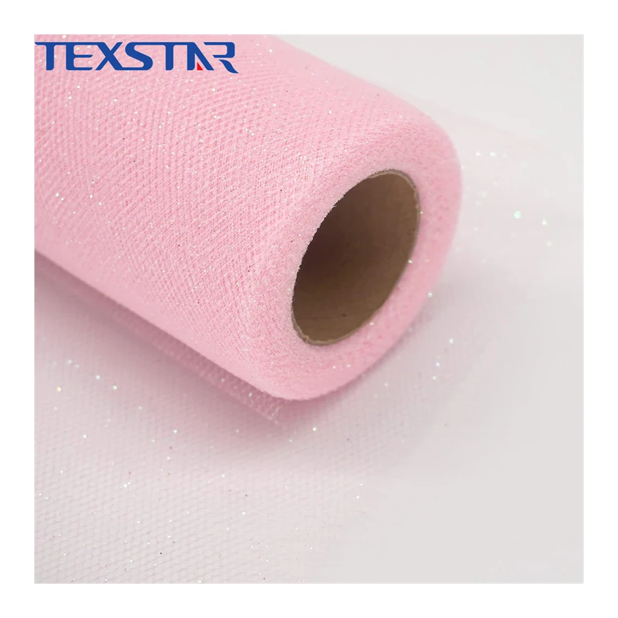 High quality sparkle tulle fabric roll in 6 Inch x25 Yards shining tulle roll for tulle bow