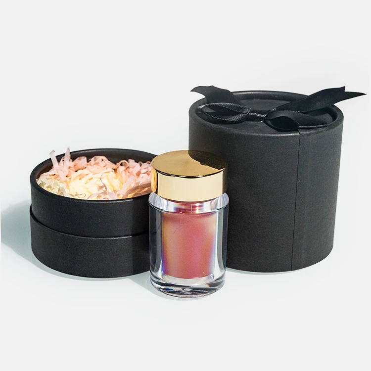 Модная Подарочная коробка черного цвета, роскошная черная круглая подарочная коробка, одноразовая лента, черная Подарочная бумажная трубка