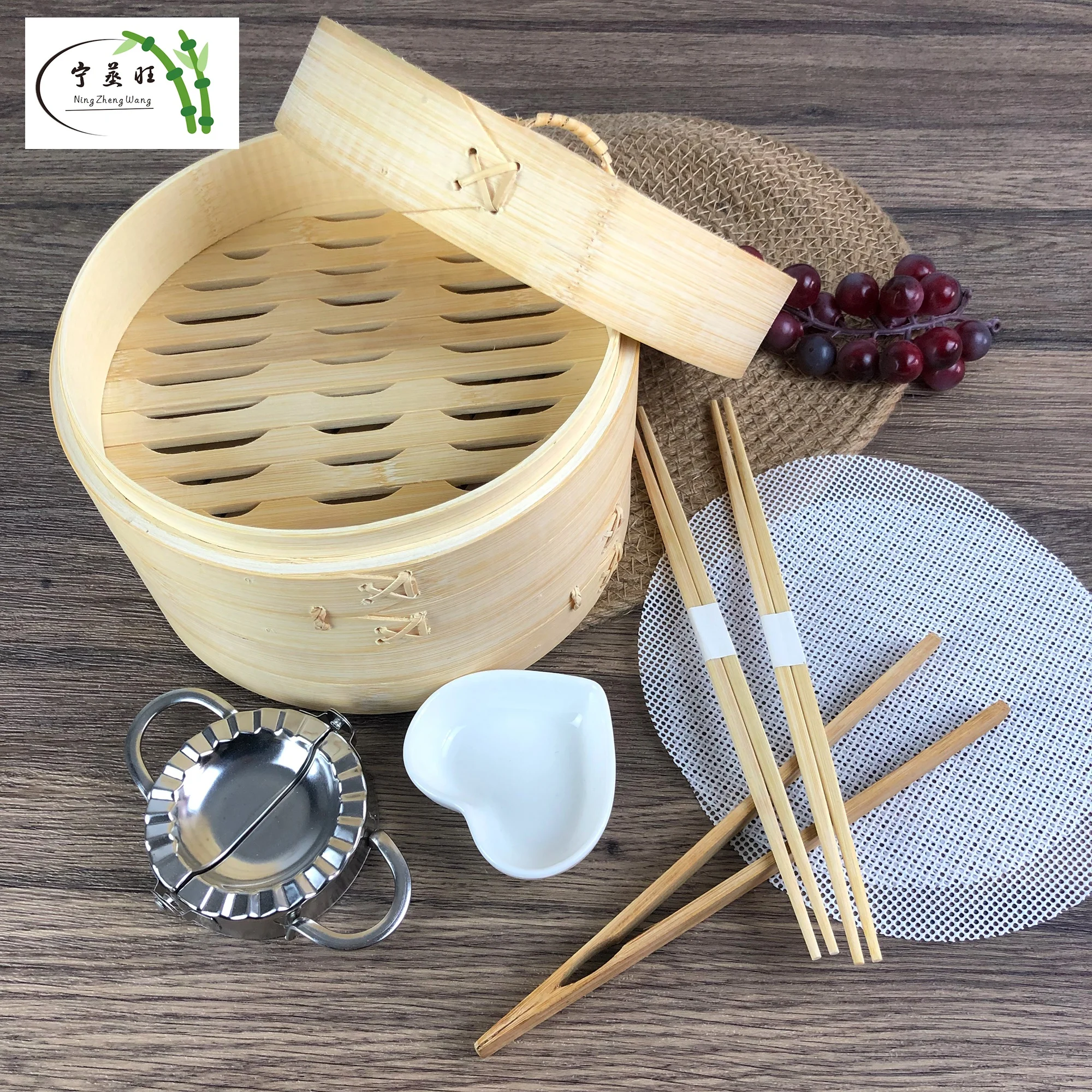Amazon, лидер продаж, натуральный экологически чистый, ручной работы, 2 яруса, мини-тусклый бамбуковый Пароварка, набор, пароварки для еды