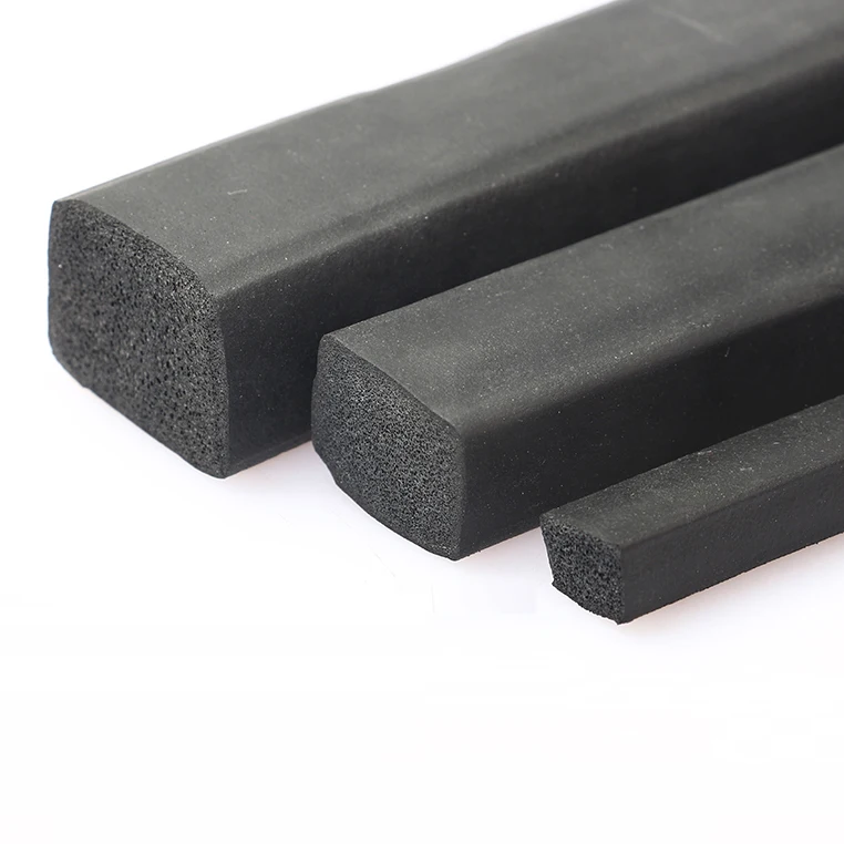 custom Epdm foam rubber black rectangular seal strip