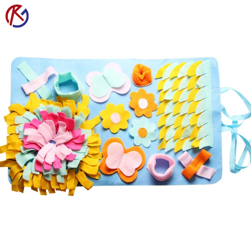 Pet Dog Snuffle Mat Dog Nose work Pad Feeding Mat Washable Pet Sniffing Training Blanket Detachable Fleece Pads for Dogs Puppy