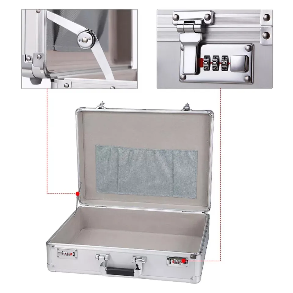 OEM/ODM Silver Aluminum Camera Carrying Case Portable Aluminum Accessory Case For Travelling Tool Carrying Box with Pre-cut Foam