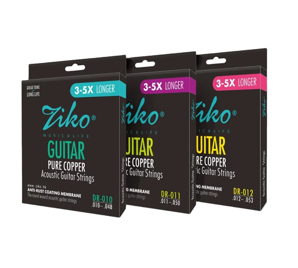 ZIKO 010 gauge 011 gauge 012 gauge 6 strings a set guitar strings with colorful Ball-End from china supplier for wholesale