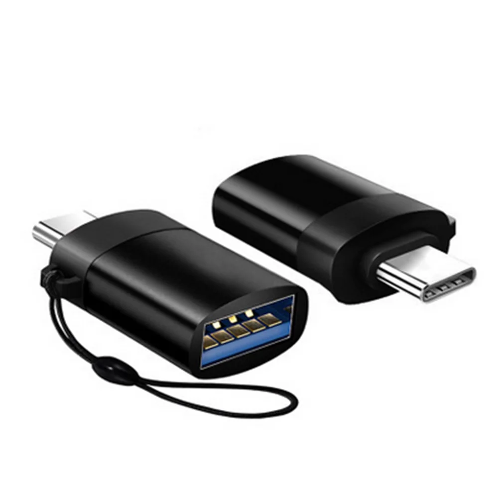Factory directly Mini Type C Male to USB 3.0 A Female USB Adapter OTG Converter with Hanging Chain
