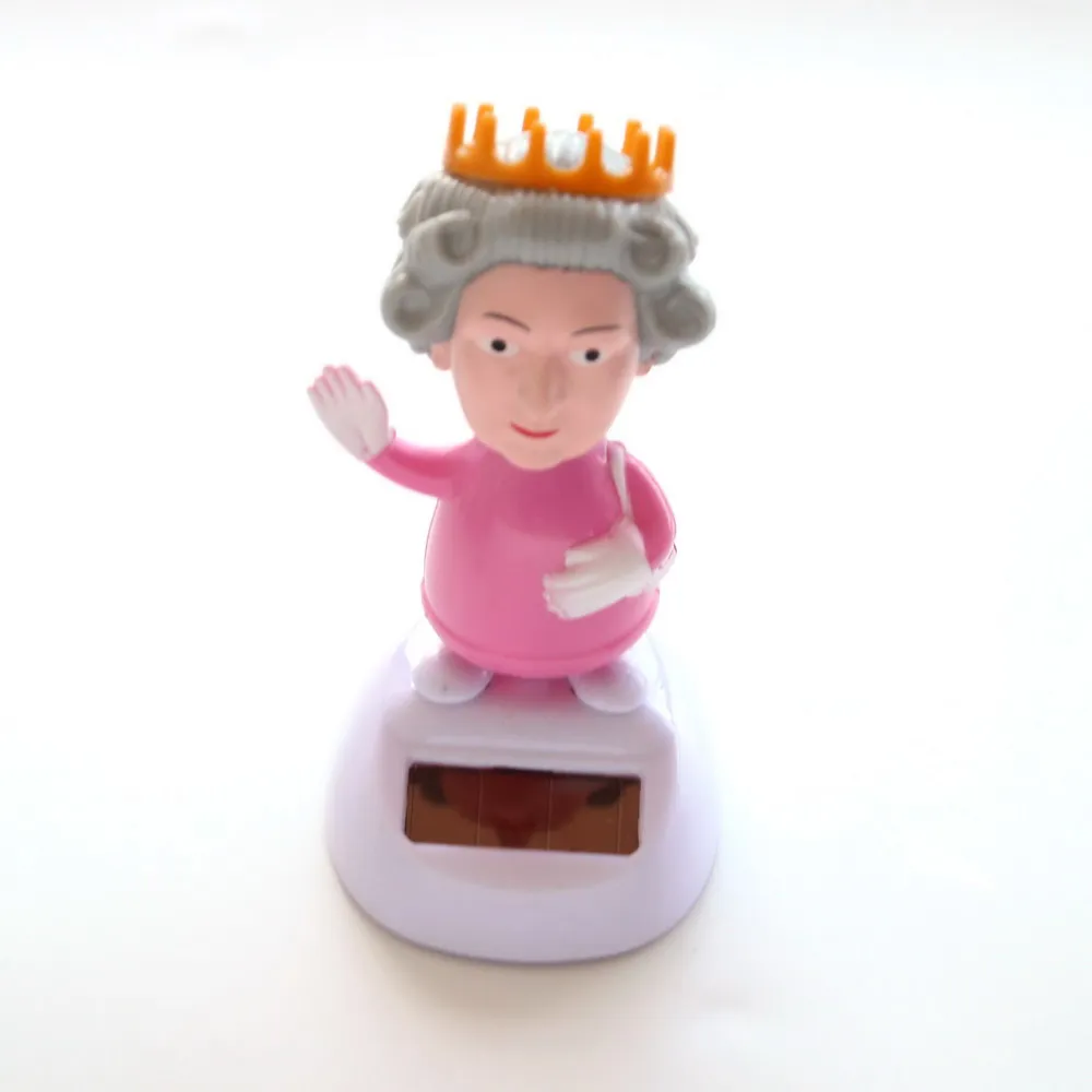 Wholesale custom British Queen design car decoration solar powered dance doll