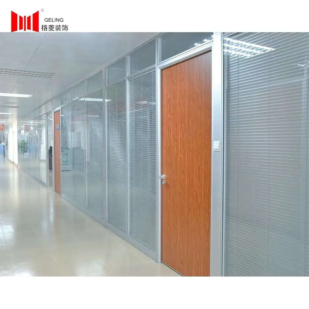 Modern cheaper aluminum double glass with blind restaurant cubicle demountable movable partition wall