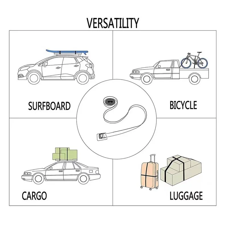 NEW 1 pair Surfing Board Kayak/Canoe Car Strap Canoe Quick Release Outdoor Cam Luggage Rack Scratch-free Nylon Tie Down