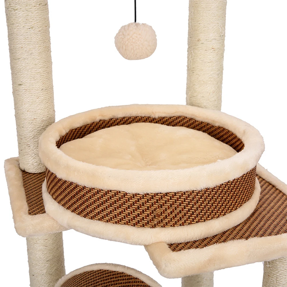 Pet Scratch Board Sisal Scratching Post Cat Tree Tower 3 Layers With Balls