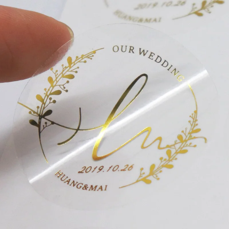 Custom Print Circle Transparent Rose Gold Sticker LOGO Label Adhesive PP Rose Gold Foil Stickers