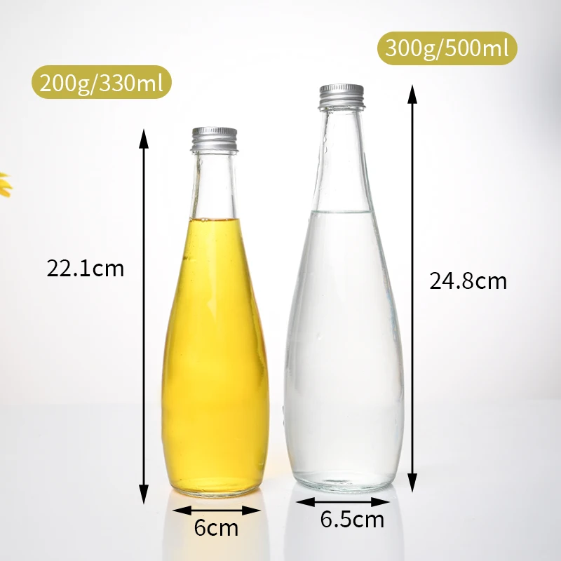 Custom Clear 330 Ml 500 Ml Long Neck Tall Slim Coffee Milk Alcoholic Beverage Juice Glass Bottles with Aluminum Screw Cap
