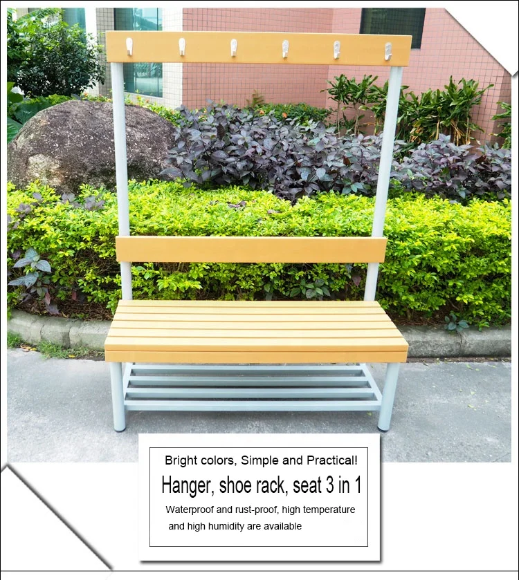 Park Bench Bathroom Locker Room Anticorrosive HDPE Recycled Plastic Long Bench Mall Gymnasium Waiting Stool Plastic Wood Bench