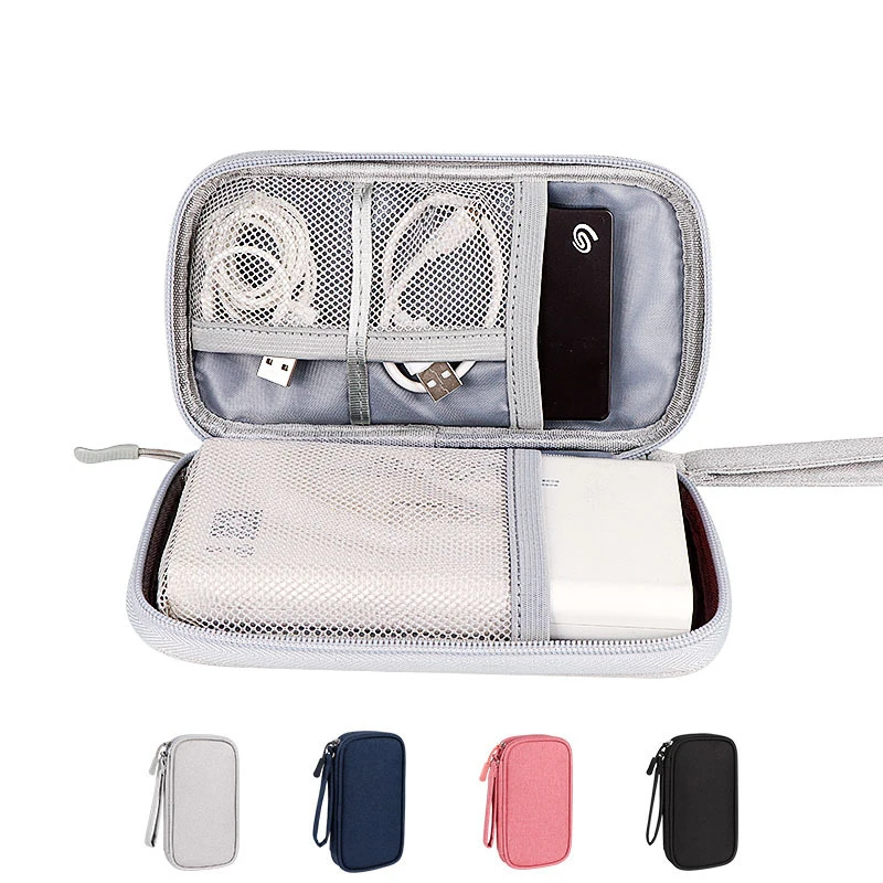 Custom Electronic Organizer Small Carry case Travel Cable Organizer Bag for Hard Drives Cables Phone USB Chargers Zippered Pouch
