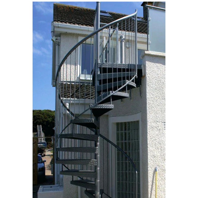 Outdoor staircase metal stairs galvanizing steel powder coat exterior straight stairs Villa simple design Spiral Steel Staircase