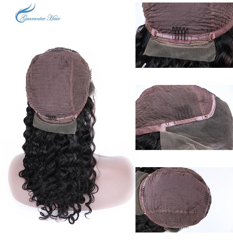 
Overseas Factory Price wholesale #1b natural color deep wave curly half lace wig frontal wig 