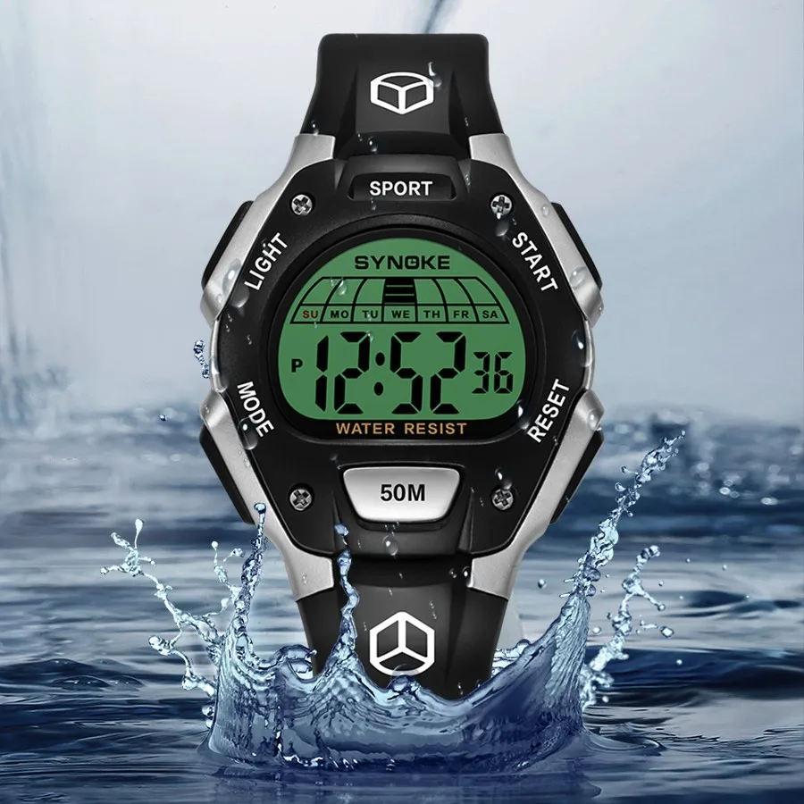 hot sale waterproof alarm multi-functional luminous sports watch for men fashion student electronic watch