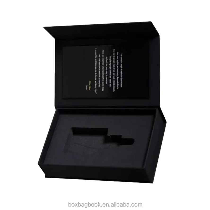 Custom wood box with EVA EPE foam pad tray inlay inside luxury magnet perfume cosmetic gift packaging cardboard box