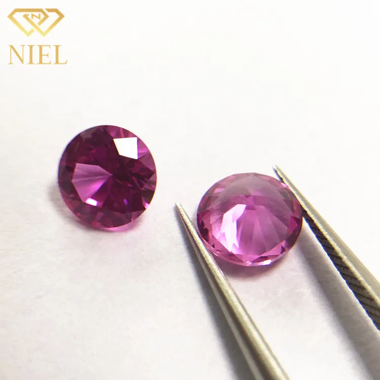 3# niel gems shape prices of loose stones pink sapphire rubine cut synthetic corundum rubies round ruby