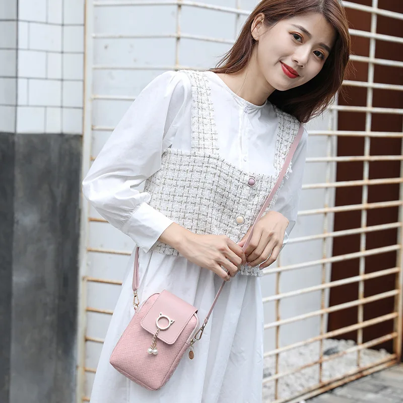 Mini Cross-body Mobile Phone Shoulder Bag Tassel Cover-style Female Bag Shoulder Diagonal Bag Woven Pearl 2022 Spring Summer