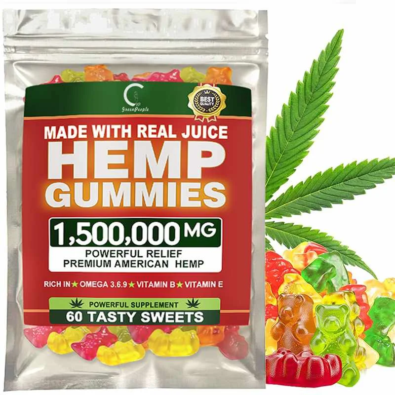  Gummies with Hemp Seed Oil OEM Fudge Relieve stress & Anxiety Relief Blend Cute Bear shape Office snacks