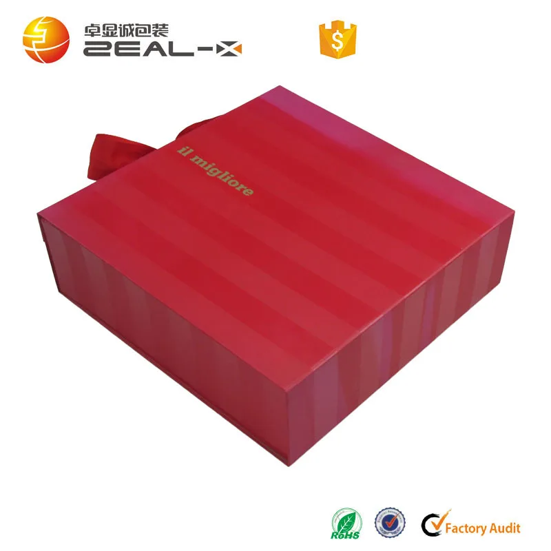 Custom Luxury Book Shaped Red Rigid Paper Packaging Magnetic Infant Clothes Big Gift Boxes With Ribbon