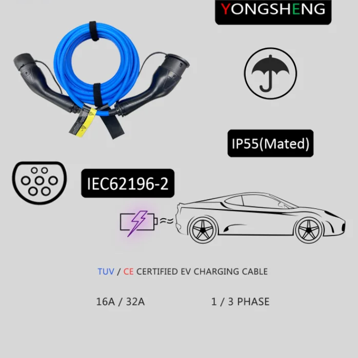 Factory Price High Quality OEM ODM Mode3 Ev Cable for Electric Car Type2 Connector 16A EV Charging Cable