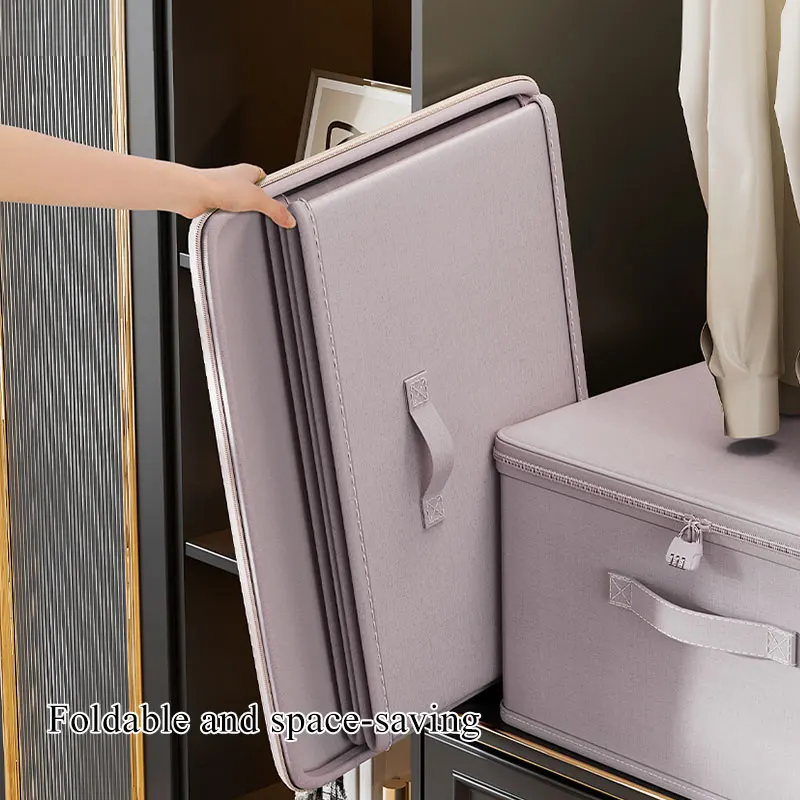 Foldable Box Storage Cotton Storage Box with Lock Organizer Closet