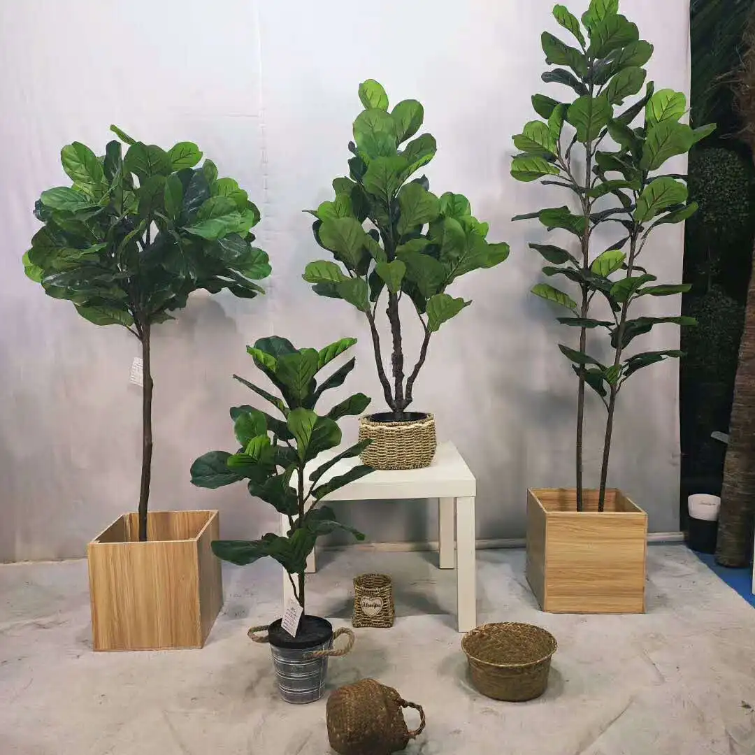 180CM Tall 6Trunks 203 Leaves Real Touch Faux Lyrata Potted Plants Artificial Ficus Fiddle Leaf Fig Tree For Interior Decor