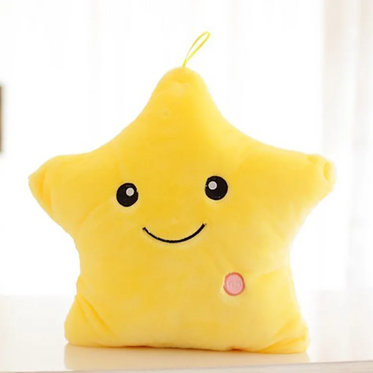 Unisex Five-Pointed Star Decorative Plush Toy with PP Cotton Filling Birthday Gift Luminous Star Throw Pillow