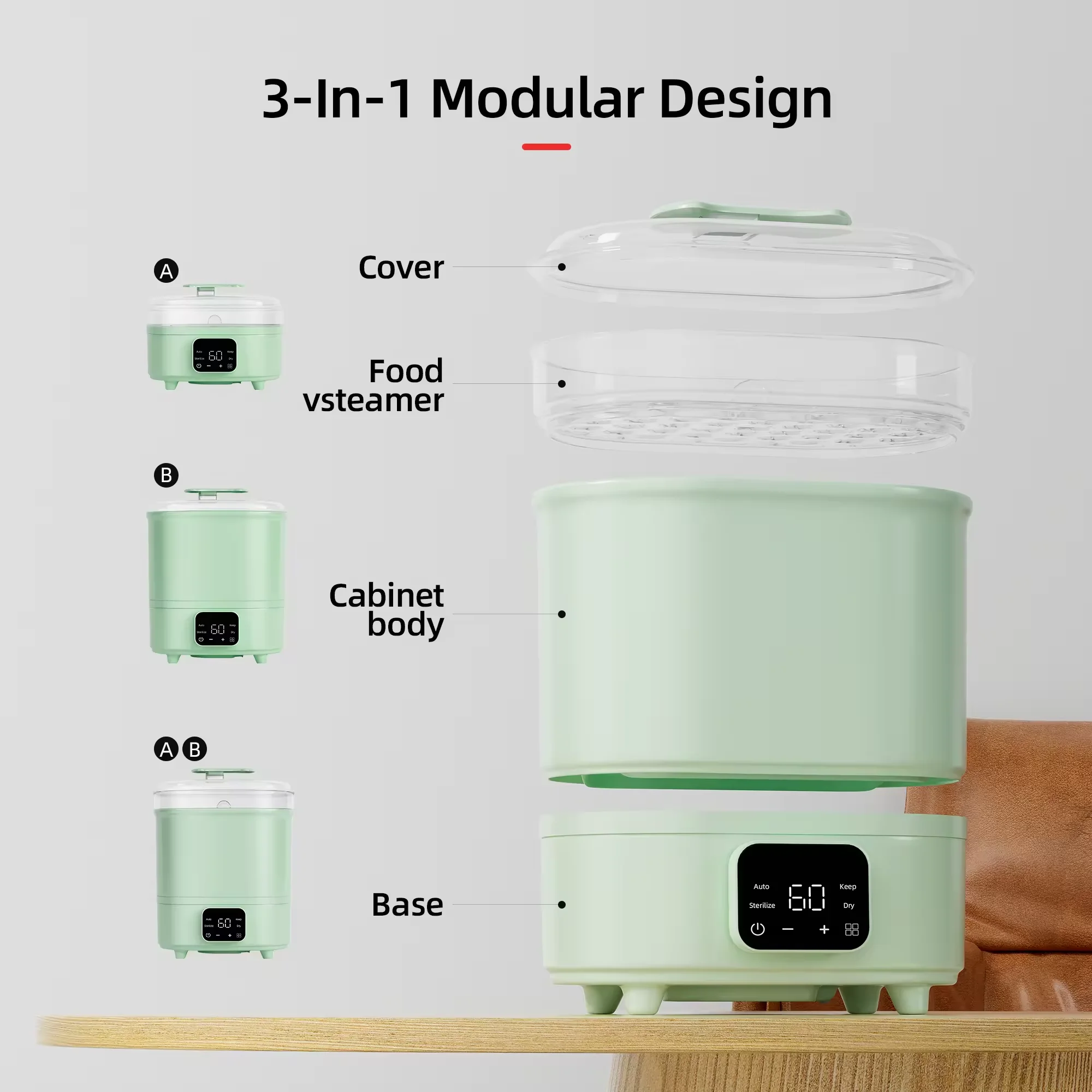 Bachoo All in one Sterilizer and Dryer for Baby Bottles and Other Newborn Customize 600W Electric Bottle Sterilizer