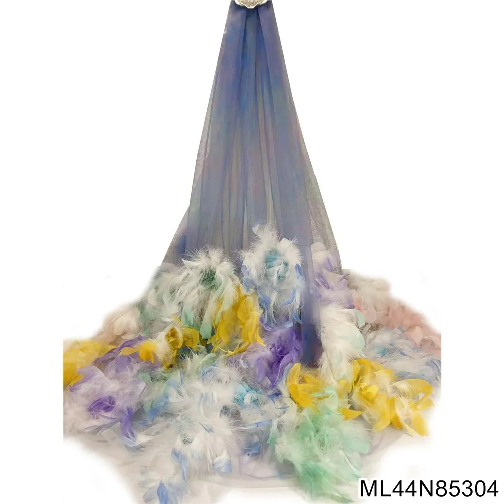 Beautifical tulle net party lace fabric 3d african lace for women french tulle with beads fabric ML44N853