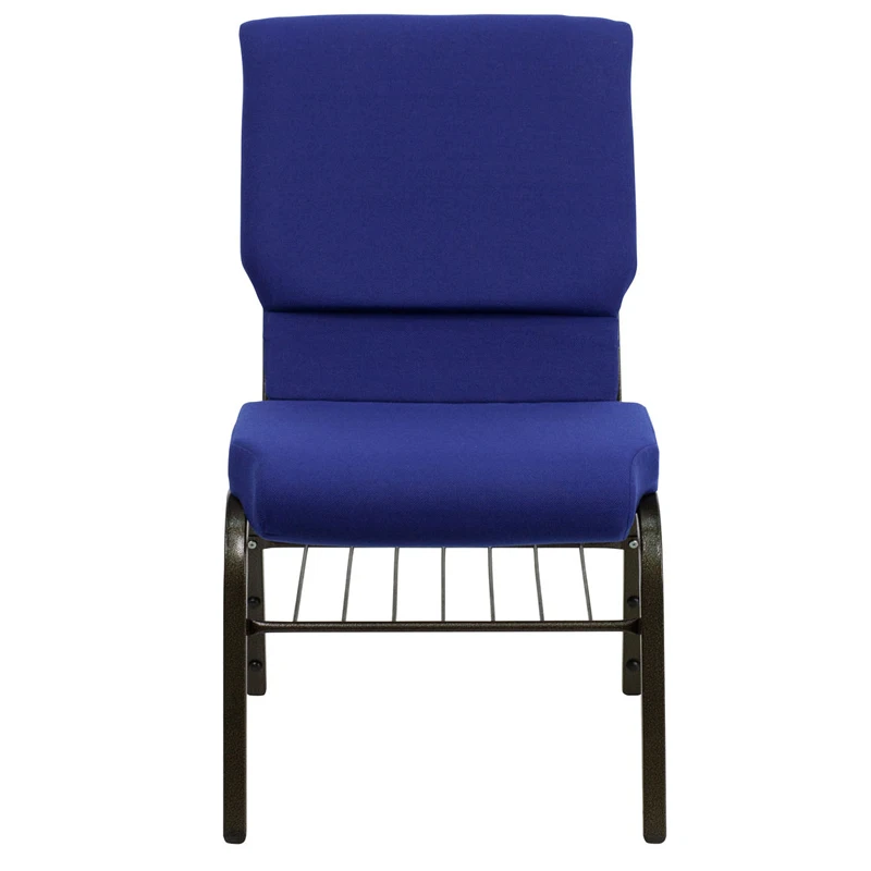 Wholesale High Quality Metal Comfortable Padded Cushion Theater Furniture Used Blue Church Chairs With Book Rack For Church
