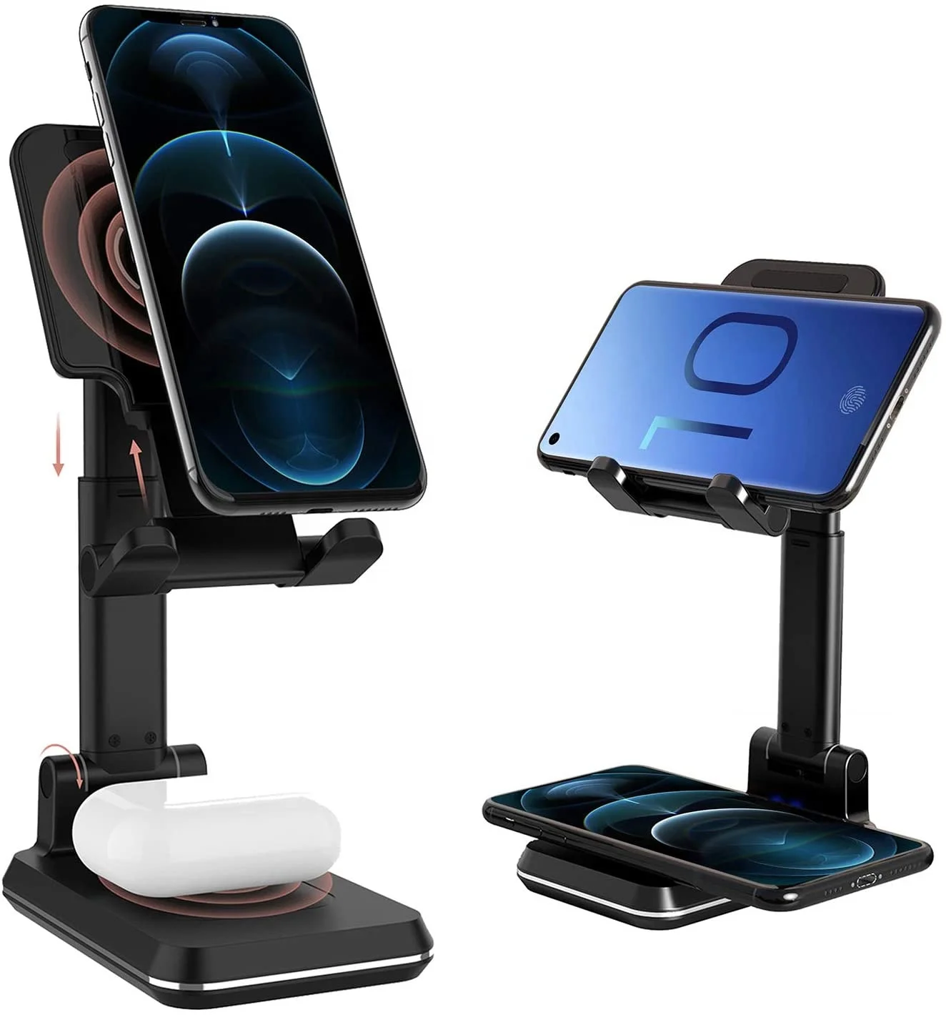 10 Вт 15 Вт Oem складное Беспроводное зарядное устройство, портативные держатели для мобильных телефонов 2 в 1, держатель для телефона, многофункциональное Беспроводное зарядное устройство