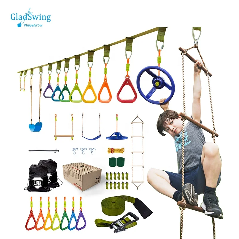 Набор линий препятствий ниндзя, 40 футов, уличная свободная полоса препятствий, набор полос с Обезьянами, ниндзя