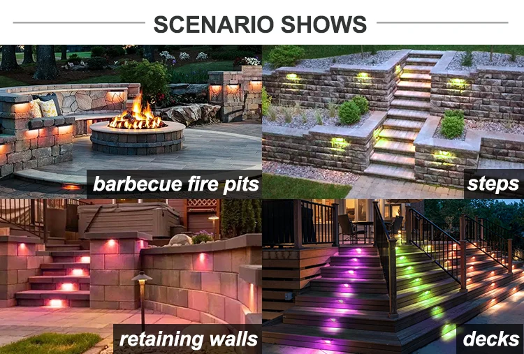 ETL Listed Die-Cast Aluminum Adjustable CCT Rgbw BT Smart Hardscape Lighting Retaining Wall Lights For Landscape Steps