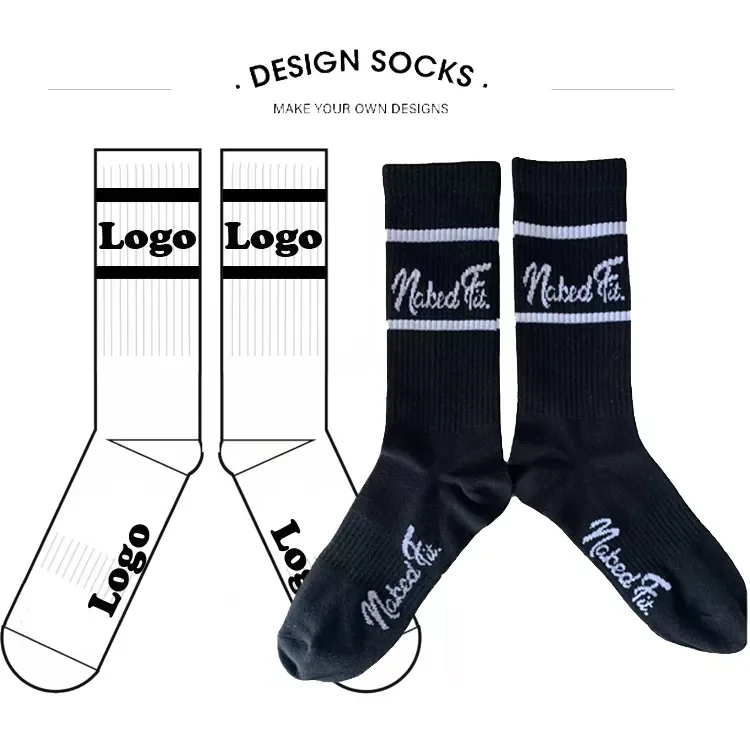 Ribbed Top Personalized Unique Crew Designer Mens Unisex Socks Sport Cotton Custom Logo Letters Socks Men