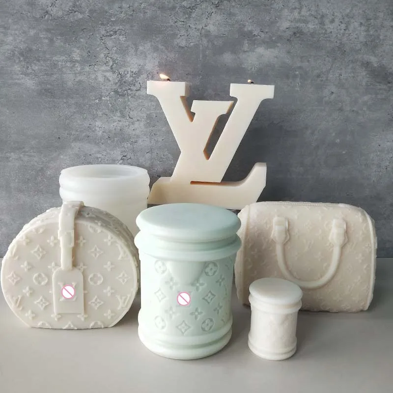 Hot Selling Home Decoration DIY  Handmade Fashion Girl L V Brand Candle Mold Luxury Brand Silicone Candle Mold