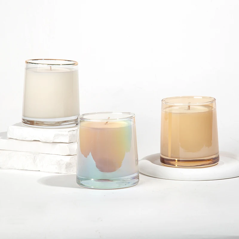 Colorful Electroplate Glass Jar Scented Candle Smokeless Air Purification Soy Wax Candle For Stress Relief