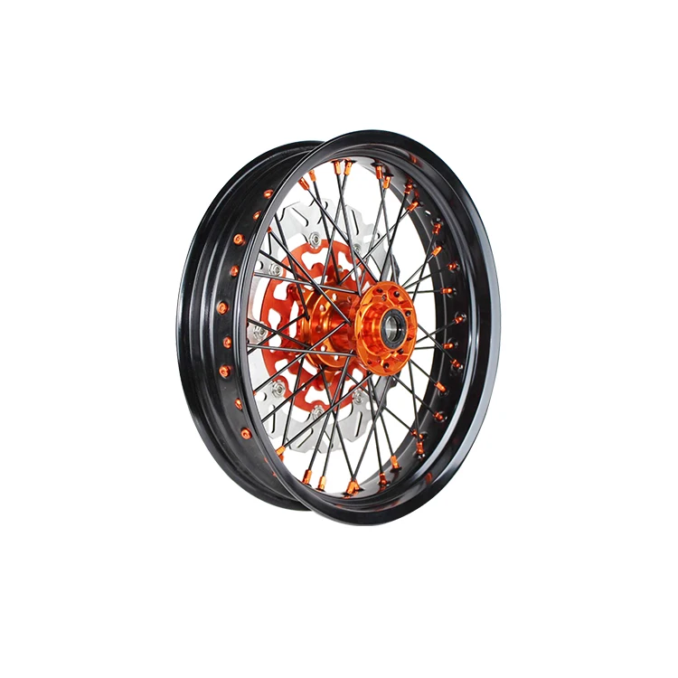 17 inch Black Rim Orange Hub motorcycle Super Motard alloy rims for EXC SXF