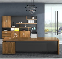 LANRAN Modern Design L Shaped CEO Boss Manager Executive Office Desk for Wood Office Furniture