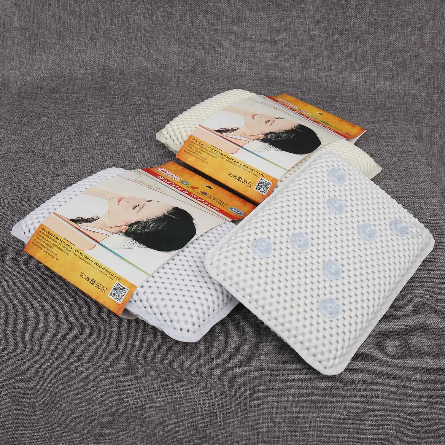 Wholesale PVC foam white spa non slip bath pillow for neck with suction cups