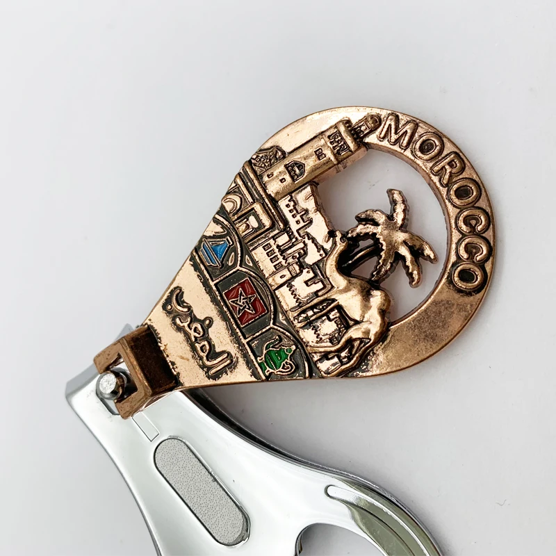 Morocco souvenir metal keychain metal nail cutter with bottle opener souvenir keychain