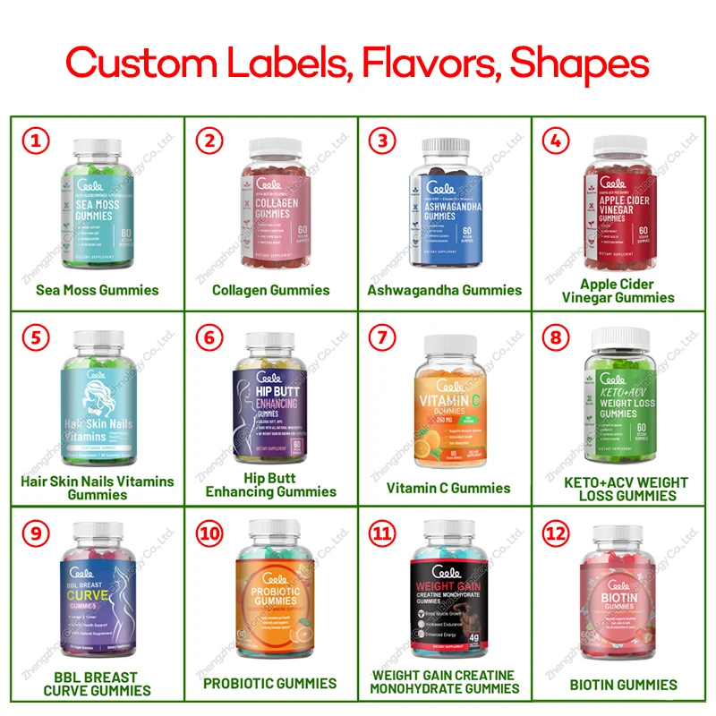 Custom Private Label Natural Flavor Fiber Gummies Aids Digestive Health 60 Gummies Dietary Supplement Fiber Probiotic Gummies