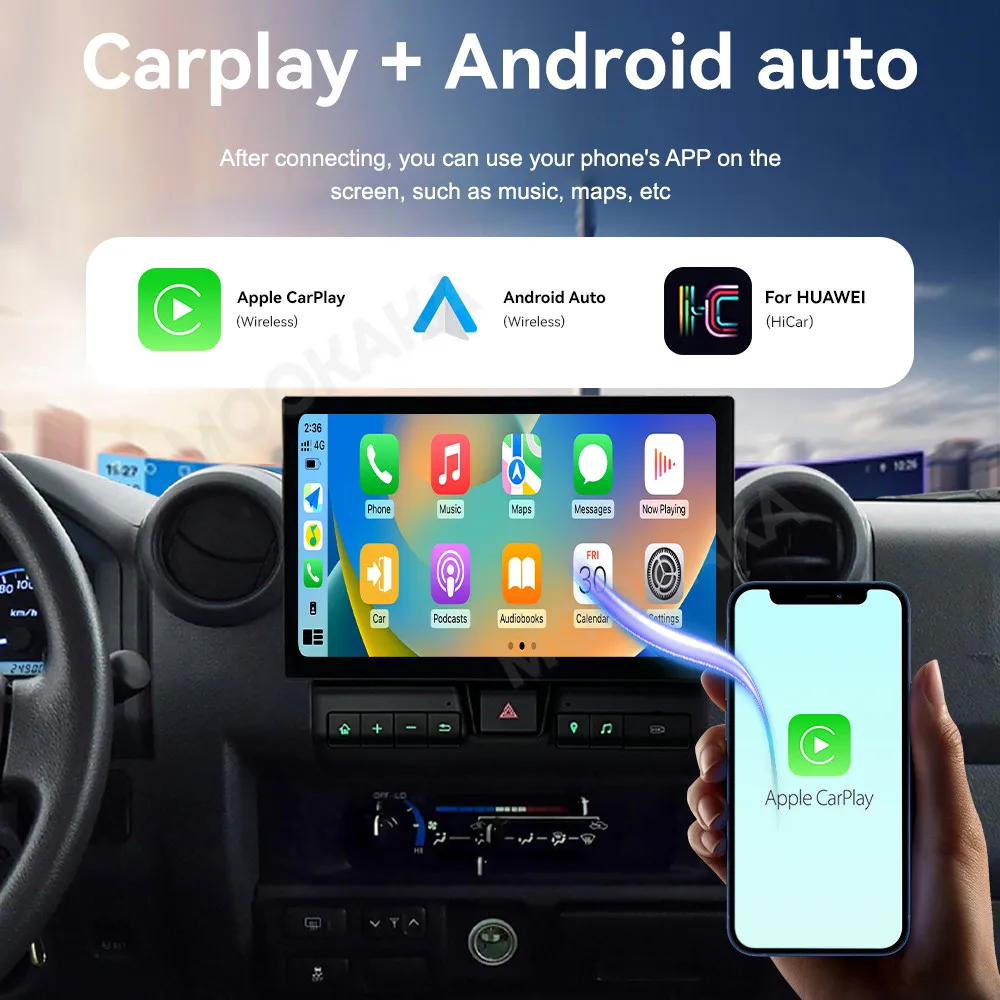 MOOKAKA 11.6 Inch CarPlay For Toyota Land Cruiser LC70/71/76/78/79 2007-2024 Car Radio GPS Navigation Multimedia Player