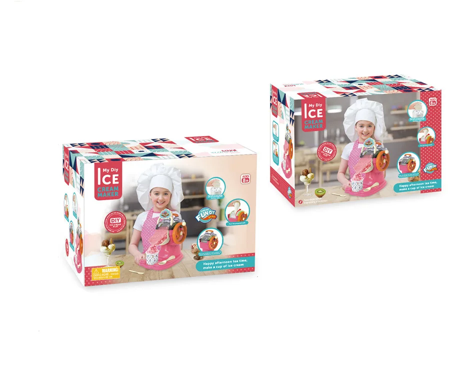 New Arrival Children Pretend to Play Kitchen Toys Game Set DIY Real Ice Cream Machine Game Home Cooking Toys