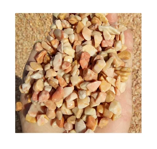 yellow pink natural stone tumble gravels cheap price road paving gravels