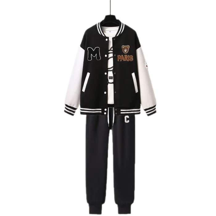 Direct Wholesale Customized Student Casual Sports Cotton School Uniform Baseball Jacket Set
